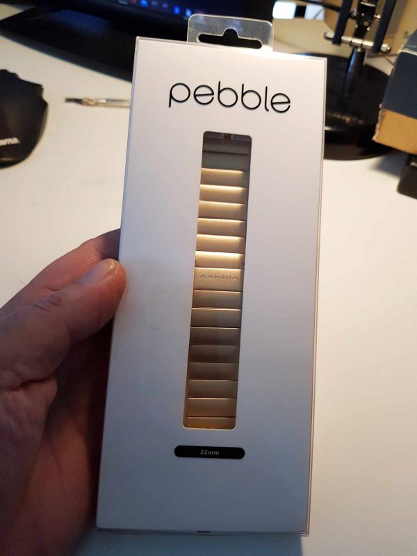 PEBBLE Time Steel Gold Metal wrist band NOS