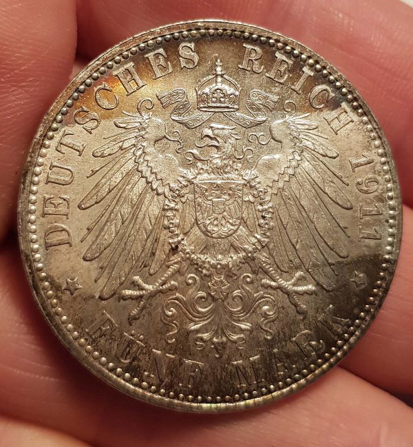 5 Mark 1911 D, Germany, Bayern - Image 2