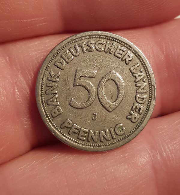 50 Pfennig 1949 J, Germany, Bank Deutscher Länder