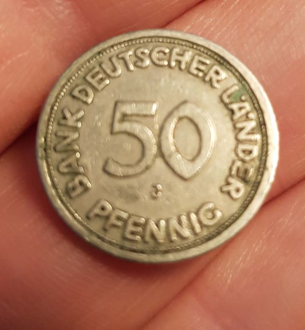 50 Pfennig 1949 J, Germany, Bank Deutscher Länder