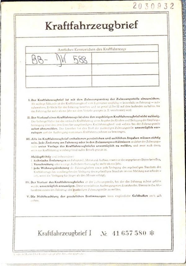 BMW E3 2500, 1970 Original Classic Car Documents for Sale! - Image 6