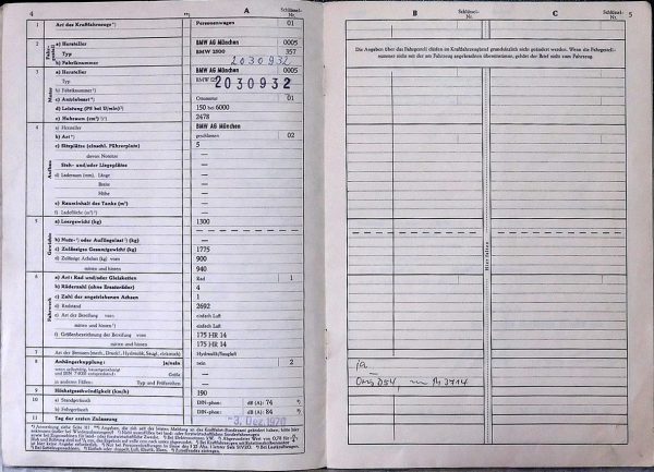 BMW E3 2500, 1970 Original Classic Car Documents for Sale! - Image 4