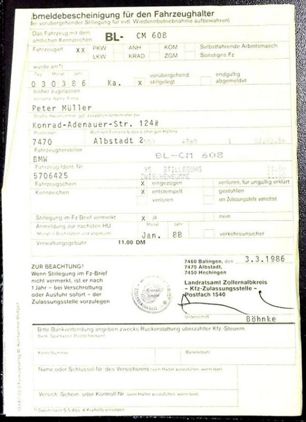 BMW E23 728, 1978 Original Classic Car Documents for Sale! - Image 2