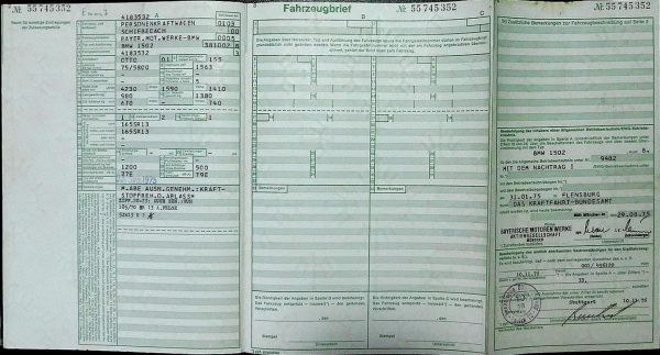 BMW 02 1502, 1975 Original Classic Car Documents for Sale! - Image 3