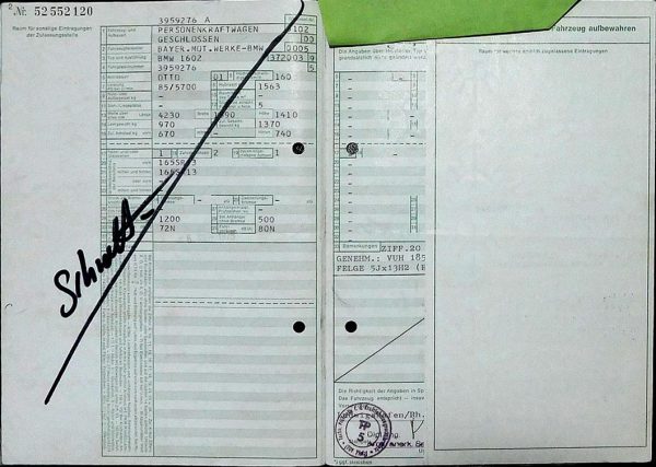 BMW 02 1602, 1975 Original Classic Car Documents for Sale! - Image 4