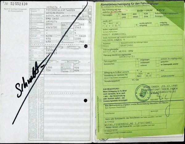 BMW 02 1602, 1975 Original Classic Car Documents for Sale! - Image 5