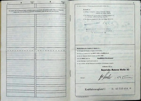 BMW 02 1602, 1972 Original Classic Car Documents for Sale! - Image 5