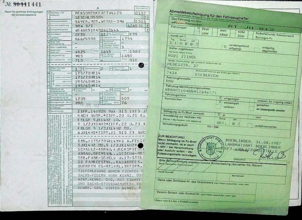 BMW E21 323i, 1983 Original Classic Car Documents for Sale! - Image 3