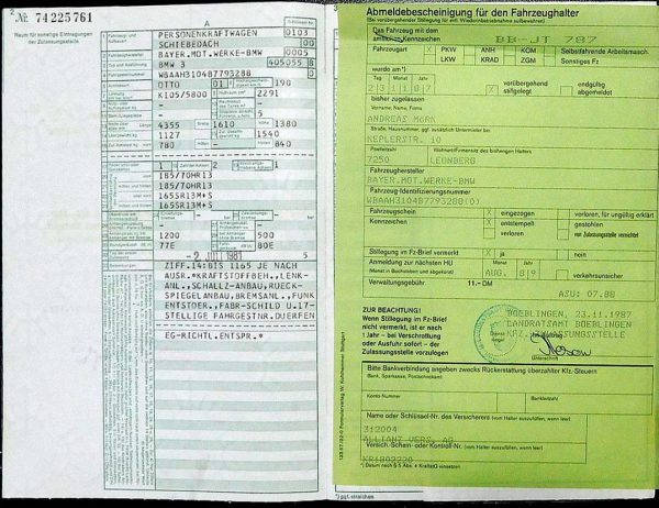 BMW E21 320i, 1981 Original Classic Car Documents for Sale! - Image 3