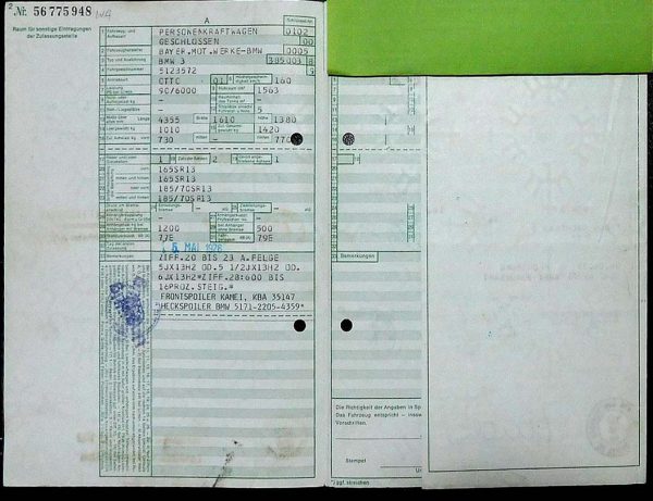 BMW E21 316, 1976 Original Classic Car Documents for Sale! - Image 2