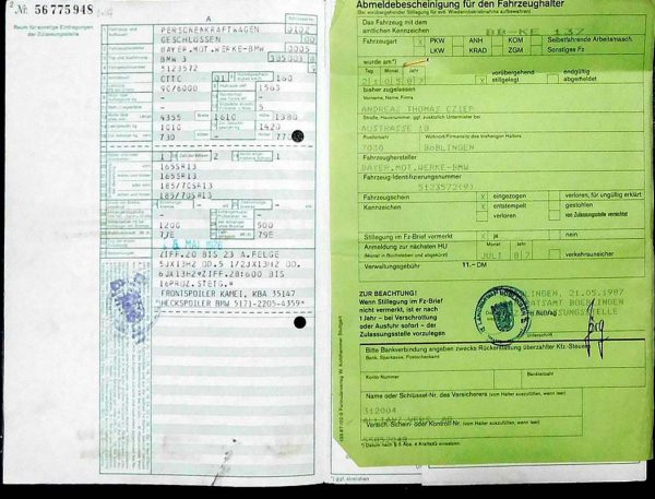 BMW E21 316, 1976 Original Classic Car Documents for Sale! - Image 3