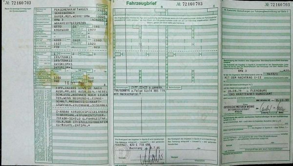 BMW E21 320, 1980 Original Classic Car Documents for Sale! - Image 3