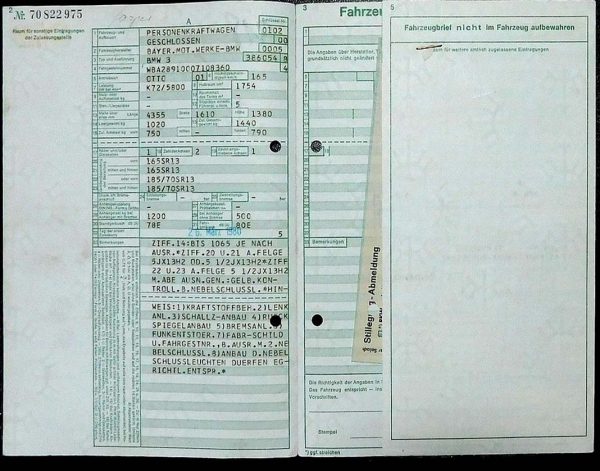 BMW E21 318, 1980 Original Classic Car Documents for Sale! - Image 3