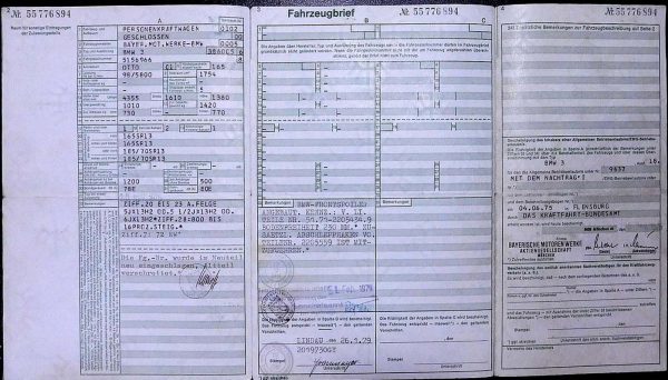 BMW E21 318, 1975 Original Classic Car Documents for Sale! - Image 3