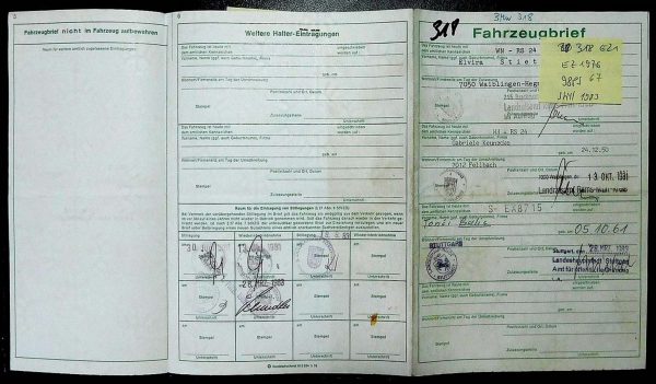 BMW E21 318, 1976 Original Classic Car Documents for Sale! - Image 2