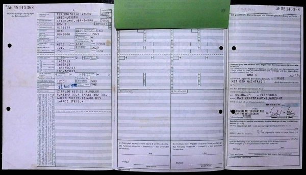 BMW E21 316, 1976 Original Classic Car Documents for Sale! - Image 3