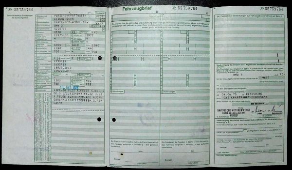 BMW E21 320, 1975 Original Classic Car Documents for Sale! - Image 4