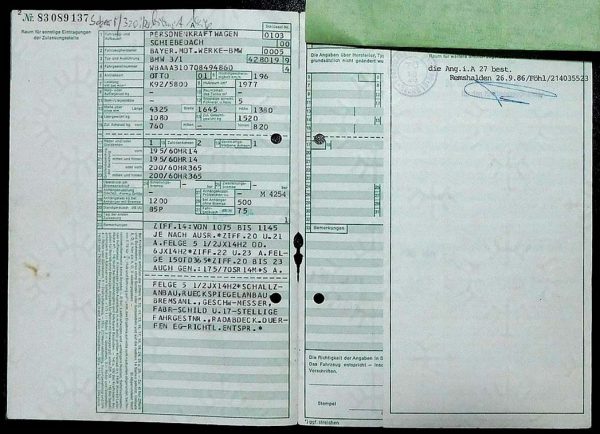 BMW E30 320i, 1984 Original Classic Car Documents for Sale! - Image 3