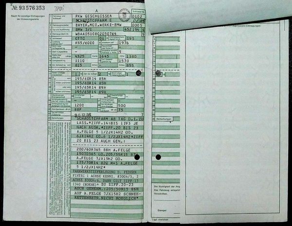 BMW E30 320i, 1986 Original Classic Car Documents for Sale! - Image 3