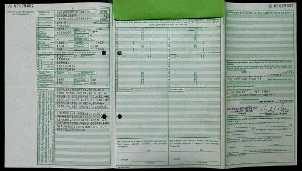 BMW E12 520, 1978 Original Classic Car Documents for Sale! - Image 3
