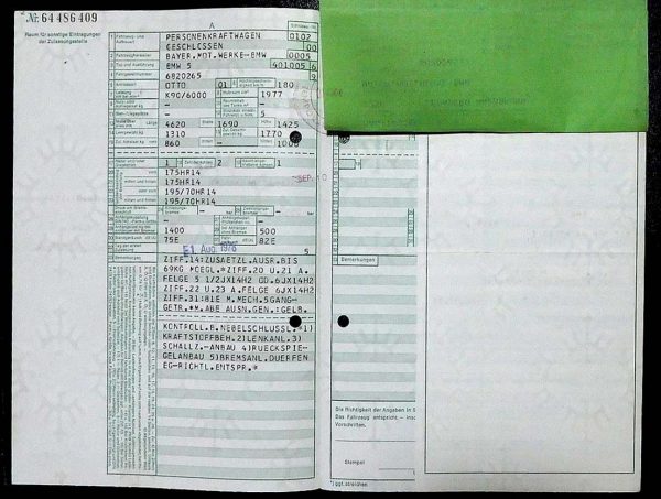 BMW E12 520, 1978 Original Classic Car Documents for Sale! - Image 3