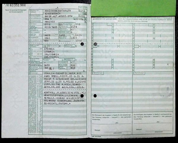 BMW E12 525, 1978 Original Classic Car Documents for Sale! - Image 3