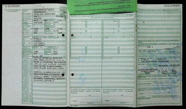 BMW E12 520, 1978 Original Classic Car Documents for Sale! - Image 3