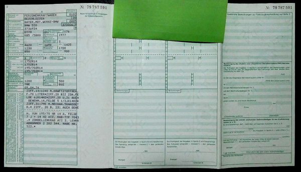 BMW E12 520, 1974 Original Classic Car Documents for Sale! - Image 2