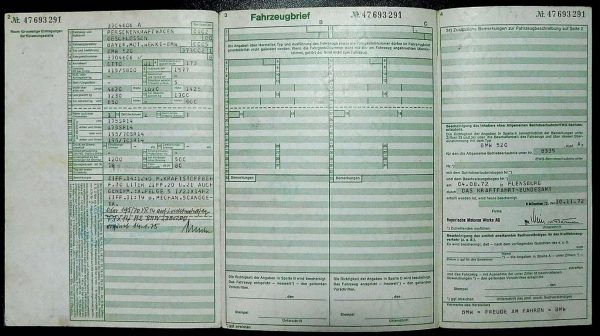 BMW E12 520, 1972 Original Classic Car Documents for Sale! - Image 3