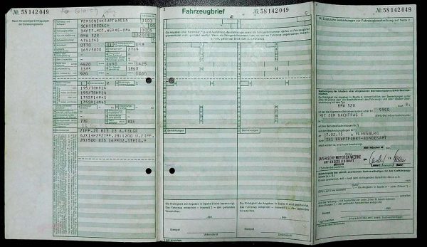 BMW E12 528, 1976 Original Classic Car Documents for Sale! - Image 3