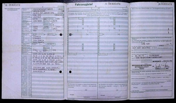 BMW E12 525, 1977 Original Classic Car Documents for Sale! - Image 4