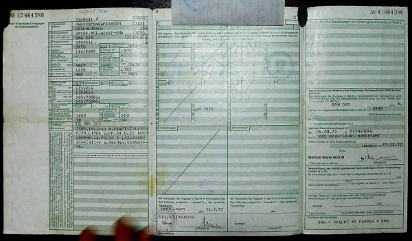 BMW E12 520, 1973 Original Classic Car Documents for Sale! - Image 3