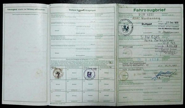 BMW E12 520, 1973 Original Classic Car Documents for Sale! - Image 2