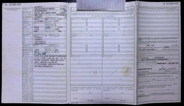 BMW E12 520, 1973 Original Classic Car Documents for Sale! - Image 3
