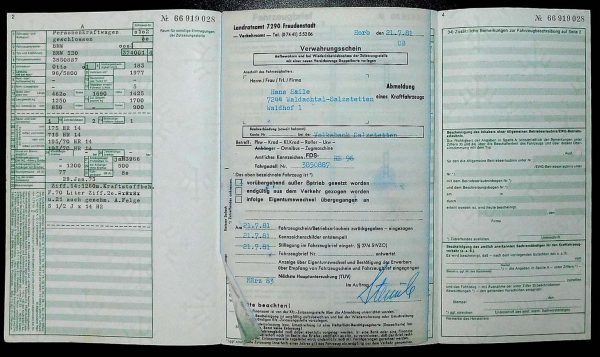 BMW E12 520, 1973 Original Classic Car Documents for Sale! - Image 4