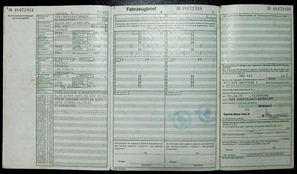BMW E12 520i, 1973 Original Classic Car Documents for Sale! - Image 3