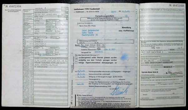 BMW E12 520i, 1973 Original Classic Car Documents for Sale! - Image 4