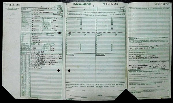 BMW E21 316, 1977 Original Classic Car Documents for Sale! - Image 3