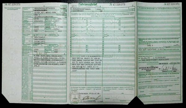BMW E21 320, 1979 Original Classic Car Documents for Sale! - Image 3