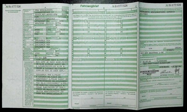 BMW E34 518i, 1994 Original Classic Car Documents for Sale! - Image 3