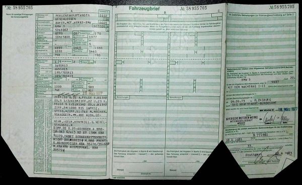 BMW E21 320, 1977 Original Classic Car Documents for Sale! - Image 3