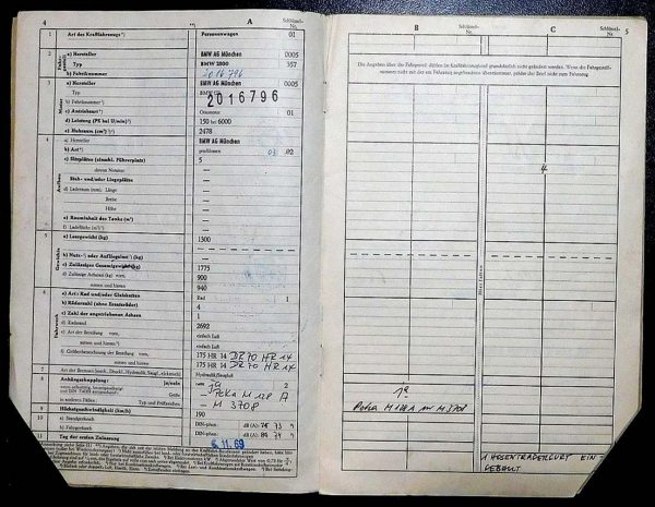 BMW E3 2500, 1969 Original Classic Car Documents for Sale! - Image 4