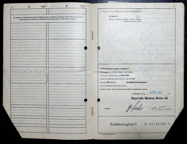 BMW 02 2002, 1971 Original Classic Car Documents for Sale! - Image 4