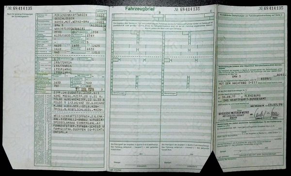 BMW E12 528i, 1979 Original Classic Car Documents for Sale! - Image 3