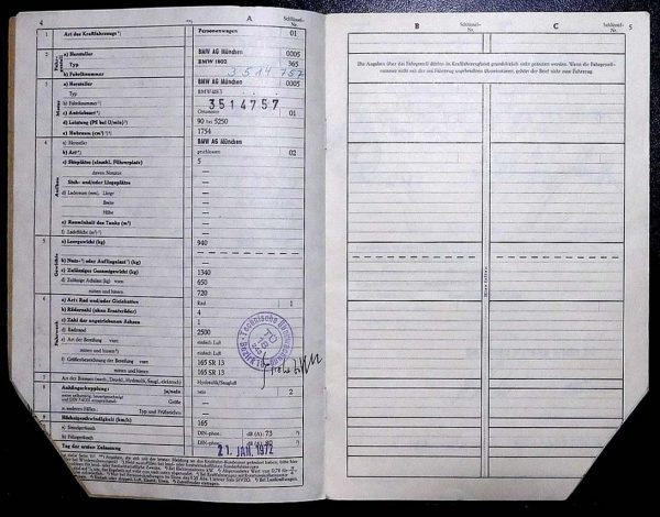 BMW 02 1802, 1972 Original Classic Car Documents for Sale! - Image 4