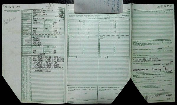 VW 1 Golf, 1974 Original Classic Car Documents for Sale! - Image 3